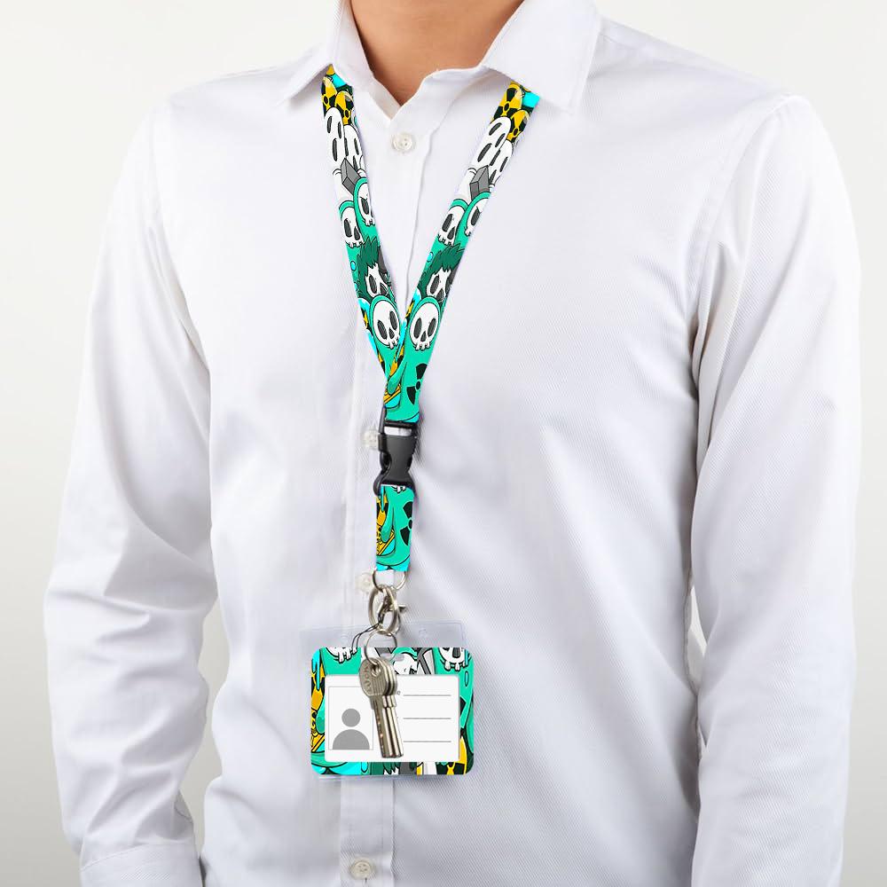 Дизайн скелета Lanyard Держатель для визиток и кредитных карт на шею Брелок-веревка Держатель для ID-бейджа Lariat Lasso
