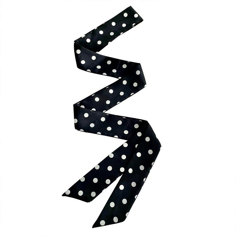 Black Polka Dot Silk Scarf, New Versatile Light Luxury High-end Neck Tie, Shirt Tie Scarf Tie Bag Ribbon Headband