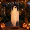 Decorative Ghost for Front Porch Luminous Halloween Hanging Swing with Witch Hat, Remote-controlled Adjustable Creepy Ornaments Brightness,