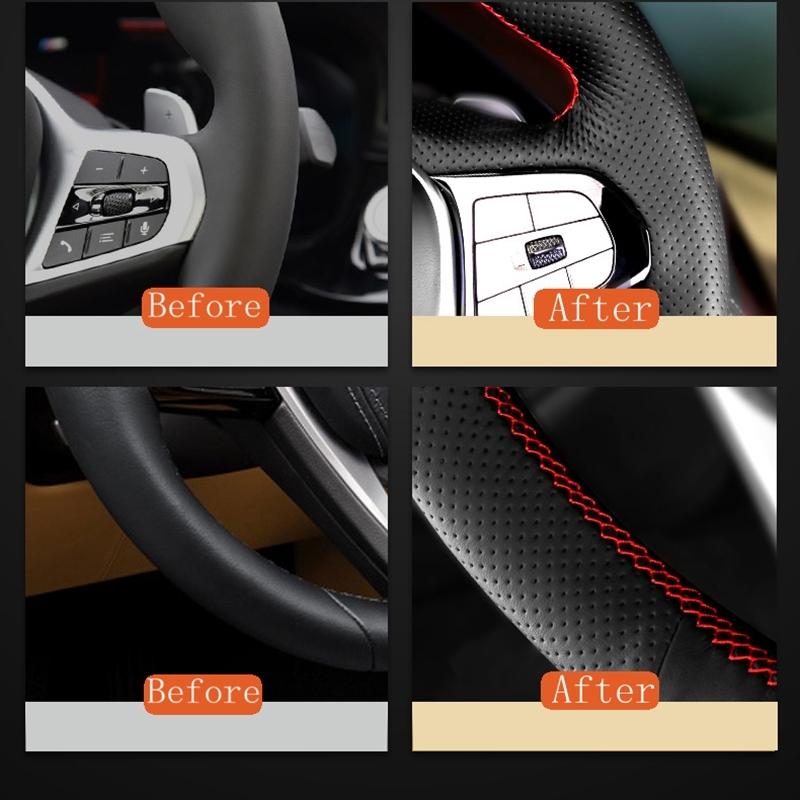 For BMW 330i 540i 525i 530i 330Ci BMW E46 M3 E39 Braid Car Steering Wheel Cover Microfiber Leather Car Accessories