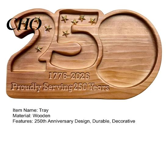 Salami And Cracker Board Wooden Charcuterie Tray, 250th Anniversary Patriotic Serving Platter American Independence Souvenir for Cheese Snacks,