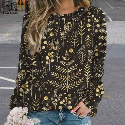 PLstar Cosmos Рождественская серия с 3D принтом и рисунком, женская толстовка с круглым вырезом и длинными рукавами, повседневный топ, новый стиль, S-6