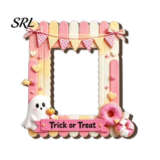 Kitchen Refrigerator Magnets Halloween Photo Frame Magnet, Ghost Pumpkin Magnetic Picture Fridge Frames Holder, Wooden Decorative for Holiday