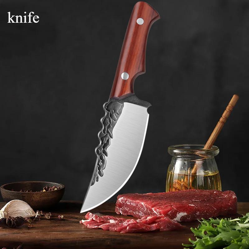 Острый кухонный нож для обвалки, портативный многоцелевой нож, усиленная ручка, прочный кухонный нож из нержавеющей стали