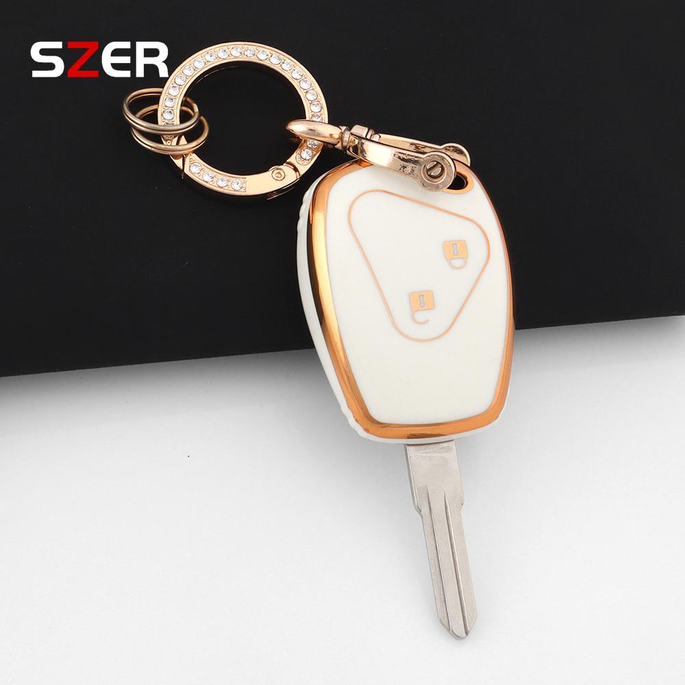 Для Renault Trafic Clio Duster Logan Dacia Sandero Для Nissan Terrano Almera Чехол-брелок из ТПУ для автомобильного ключа с 2 кнопками Защитный чехол Брелок