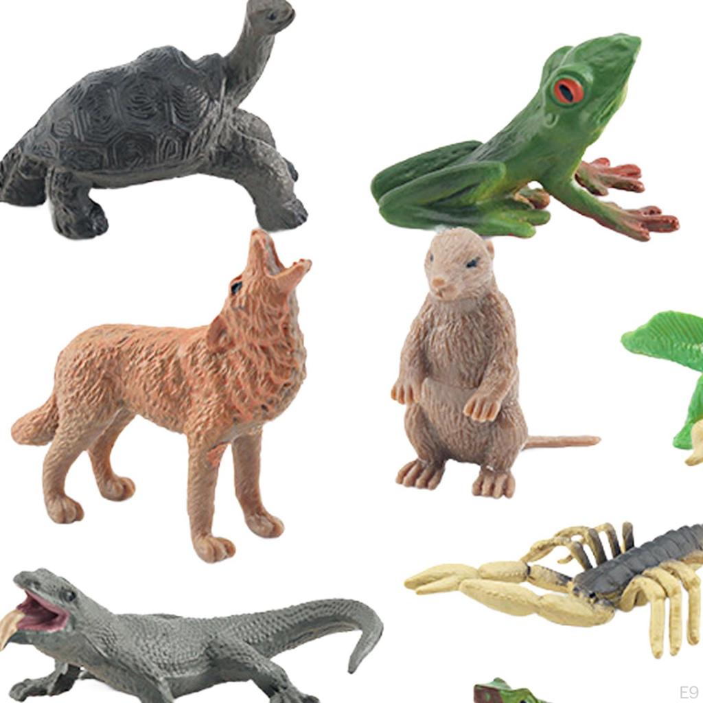12 шт., мини-фигурки диких животных, набор фигурок, модель, украшение для рабочего стола, реалистичное для