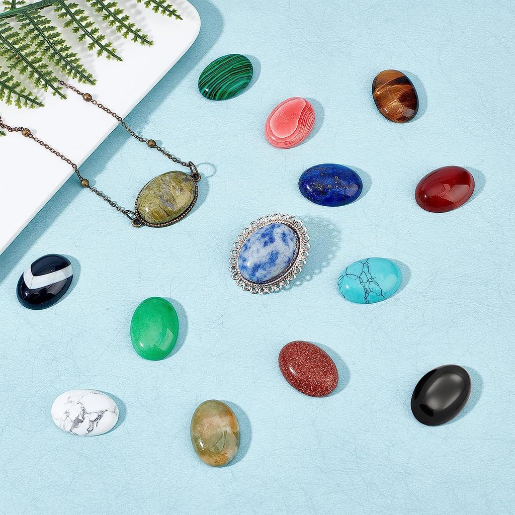 Овальные бусины из полудрагоценных камней с плоской поверхностью, кварцевый камень-чакра для браслета, ожерелья, серьг, подвески, ювелирные изделия, сделай сам, ремесленное изготовление