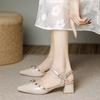 2025 Summer New French Thick Heel with Bag Head Sandals Women's Single Shoes Design Sense Niche Fashion High Heels