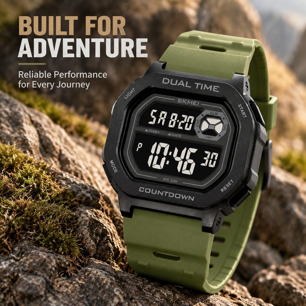 SKMEI Large Dial Sport Digital Electronics Watches For Men Women Students Fashion Chrono Countdown Alarm Wristwatch Reloj Hombre