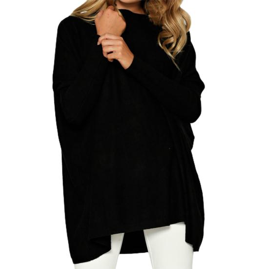 Женская однотонная блузка с длинным рукавом, топ с круглым вырезом, длинный тип