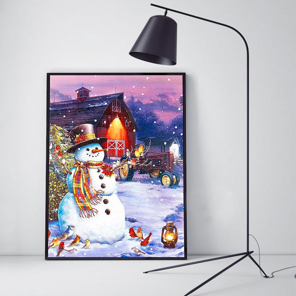 5D DIY Алмазная картина Снеговик Полный дрель Алмазная вышивка Мультфильм Ремесленный комплект Рождественские украшения