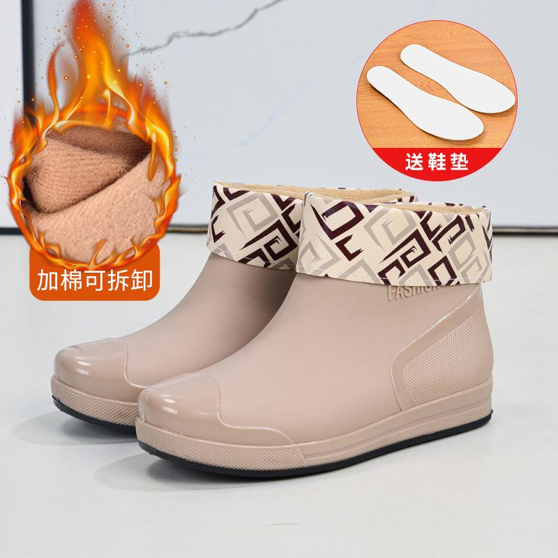 Hot-selling Rain Shoes Women's Short Tube Outer Wear Water Shoes Warm Non-slip Rain Boots Waterproof Boots Rubber Shoes Overshoes