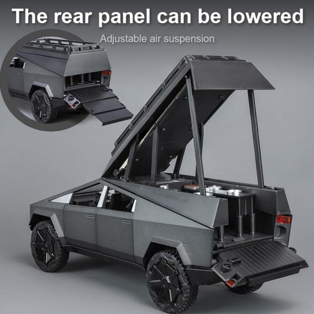 1/32 Комплект модели пикапа Tesla RV, сплав для внедорожников, модель автомобиля, литая под давлением металлическая игрушка, модель грузовика, имитация звукового света, с RV