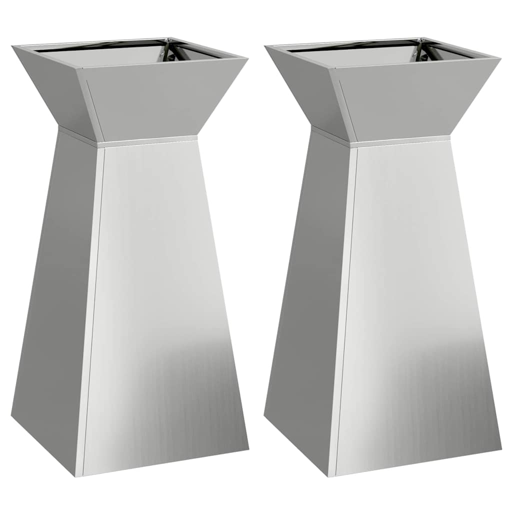 Column Planter 2 pcs Silver 35 x 35 x 73 cm