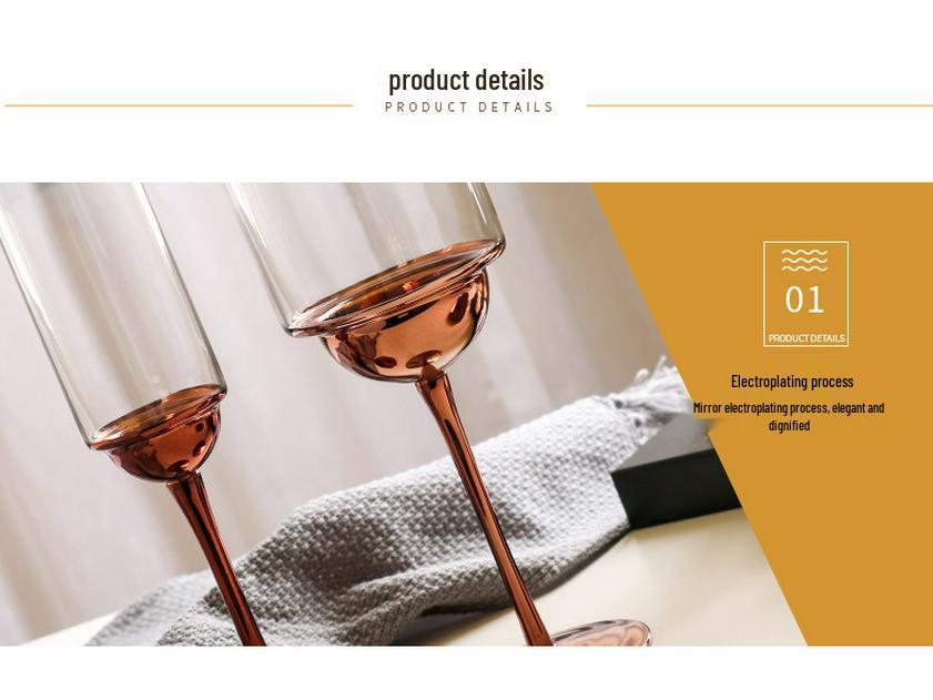 Стильный европейский бокал для вина из хрусталя с высоким стеблем и гальваническим покрытием