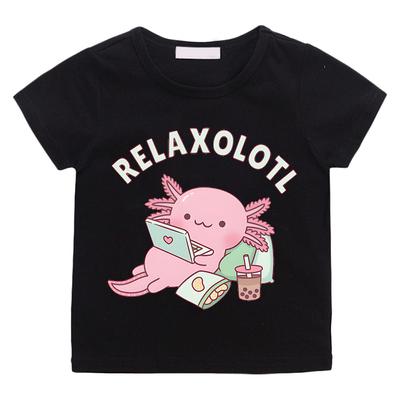 Милая детская футболка Relax A Lot Axolotl с рисунком из мультфильма, забавная каламбурная графика, одежда для мальчиков/девочек, хлопковые детские летние топы с коротким рукавом, футболки