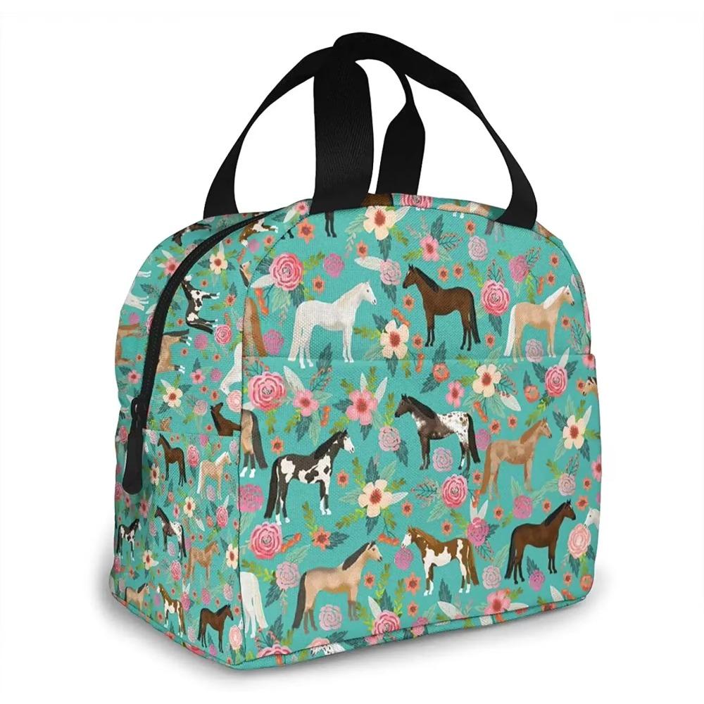 Сумка для ланча Horses And Flowers, изолированная, водостойкая, многоразовая, для пикника и путешествий