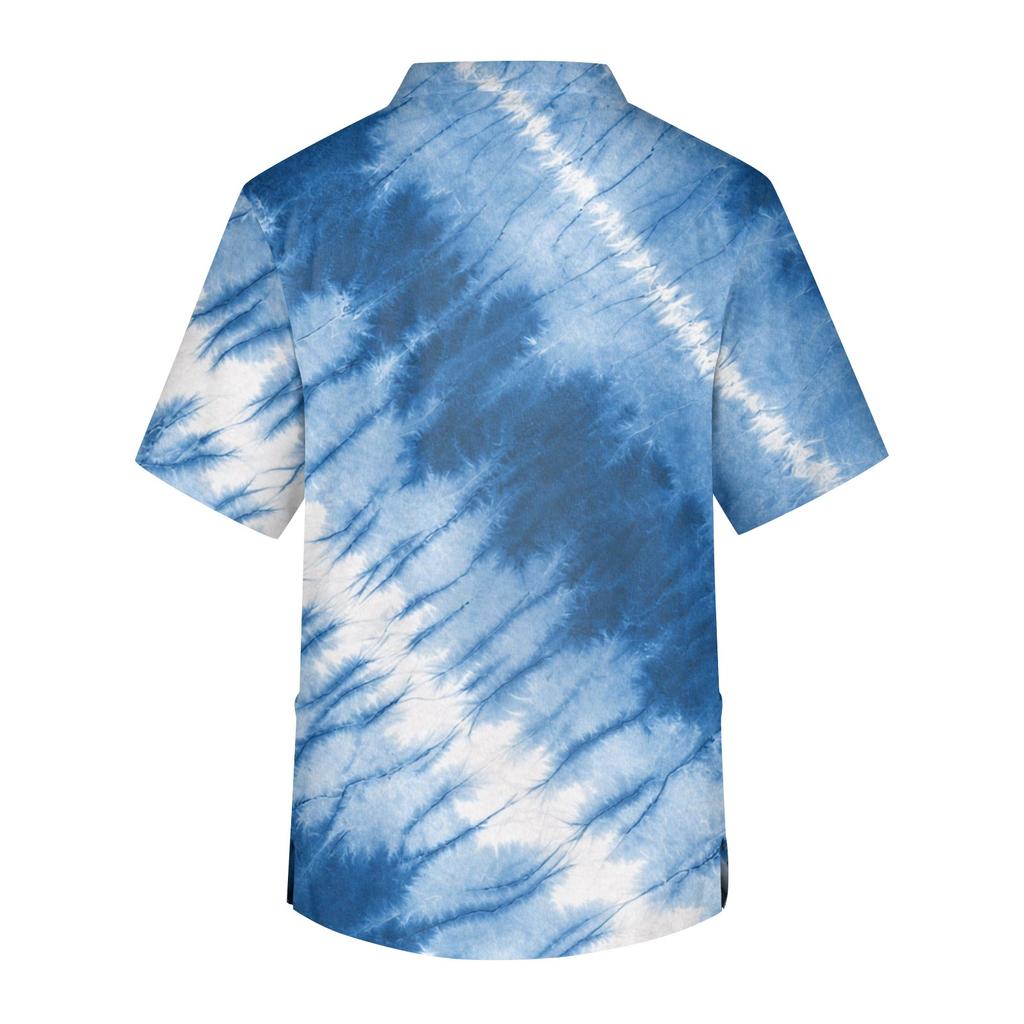 Мужская рабочая блузка с короткими рукавами и v-образным вырезом с принтом, топ с нагрудным карманом