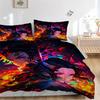 3pcs Flaming Anime Characters Printed Quilt Set - Includes 1 Quilt Cover and 2 Pillowcases, Machine Washable - Suitable for All Seasons.C037