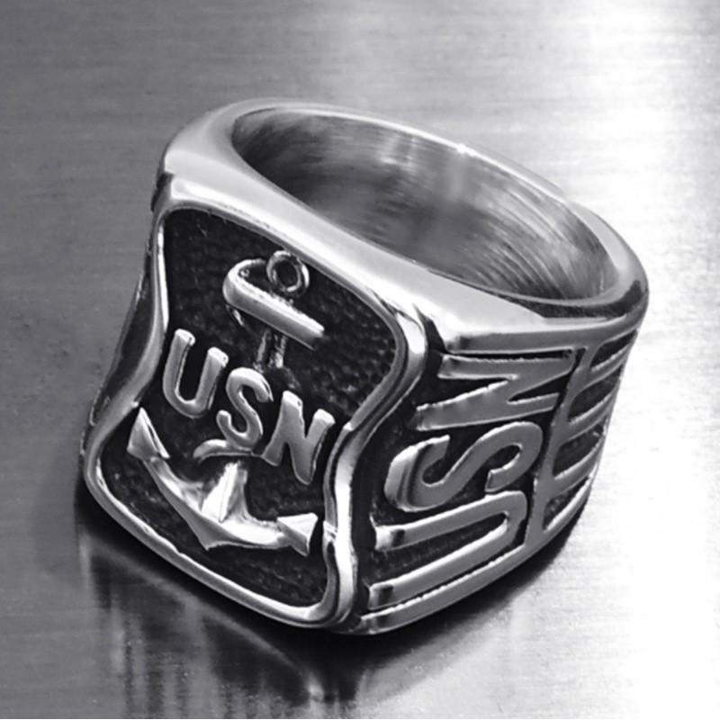 Anchor Jewelry Engraved Letter Jewelry Ring