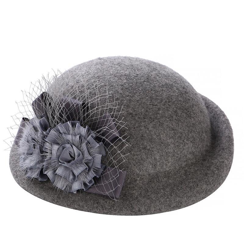 2017 Winter Beret Hat For Women's 100%Real Wool Beret Hat Fashion Female Beanie Cap Brand Flower French Trilby Soft Church Hat