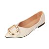 Fashion Spring Woman Flats Shoes Ballets Metal Buckle Bow Lady Fall Girl Ballerina Dress Pointed Toe Slip On Ol Office Patent Leather