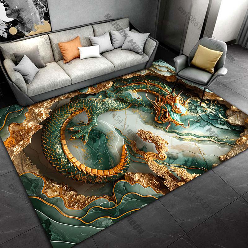 Majestic dragon within mystical cave carpet Yoga living room room decor children's crawling mat doormat area rug
