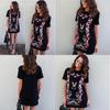 Summer Fashion Women Printed Shortsleeve Long Tshirt With Casual Round Neck For Comfortable Wear