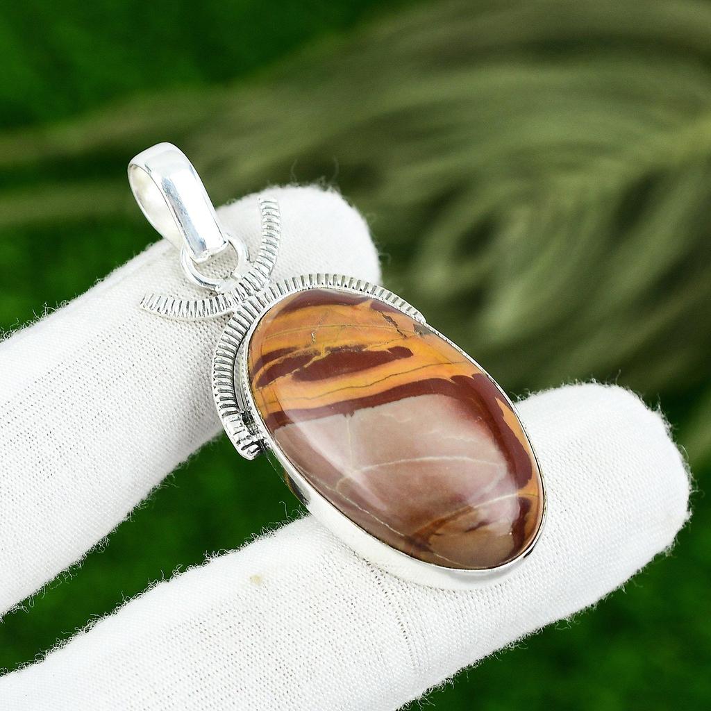Oval Noreena Jasper Gemstone 925 Sterling Silver Wedding Handcrafted New Pendant