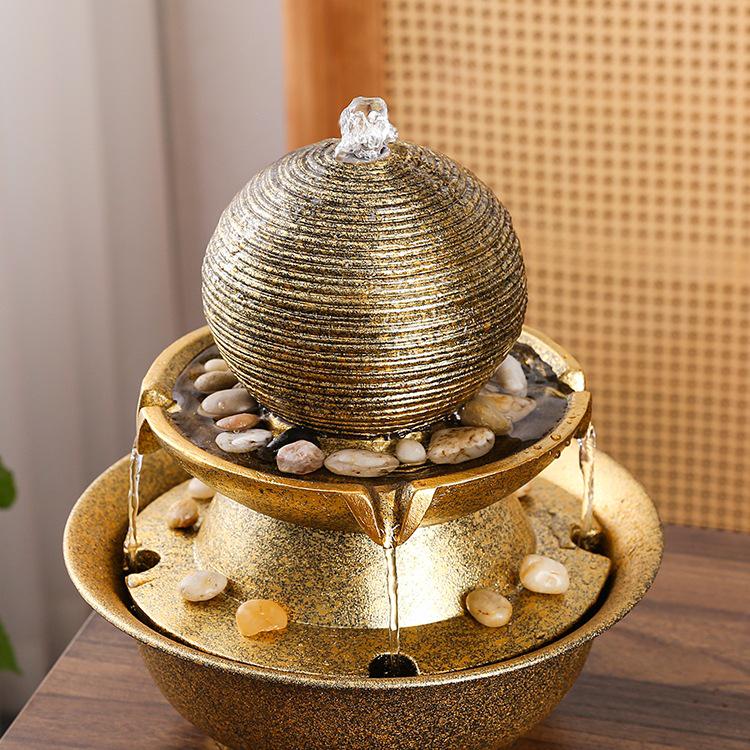 Фонтан «Колесо богатства фэн-шуй на удачу» – Современный минималистичный настольный водный элемент, Идеальный подарок на новоселье или день рождения.