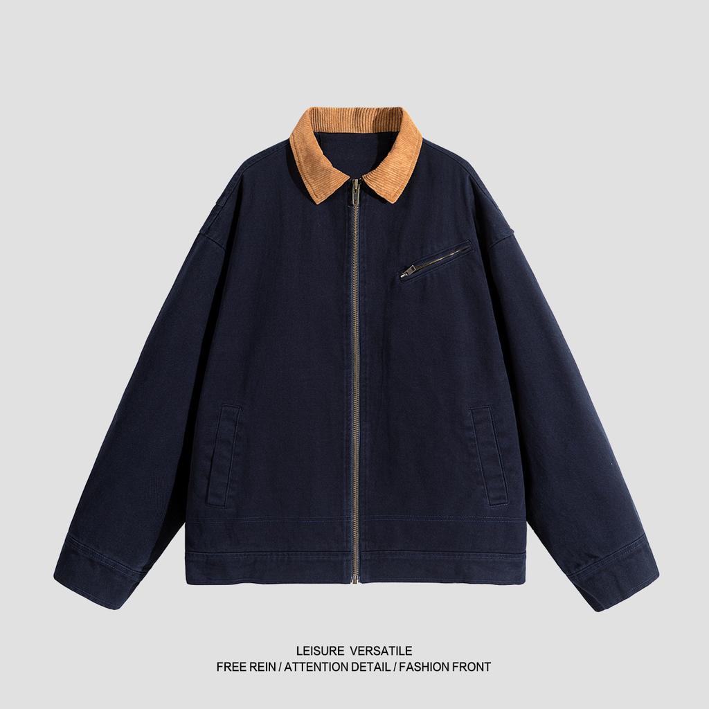 Куртка из чистого хлопка для мужской новой куртки в американском стиле, стиранная и состаренная, с лацканами, мужская весенне-осенняя одежда