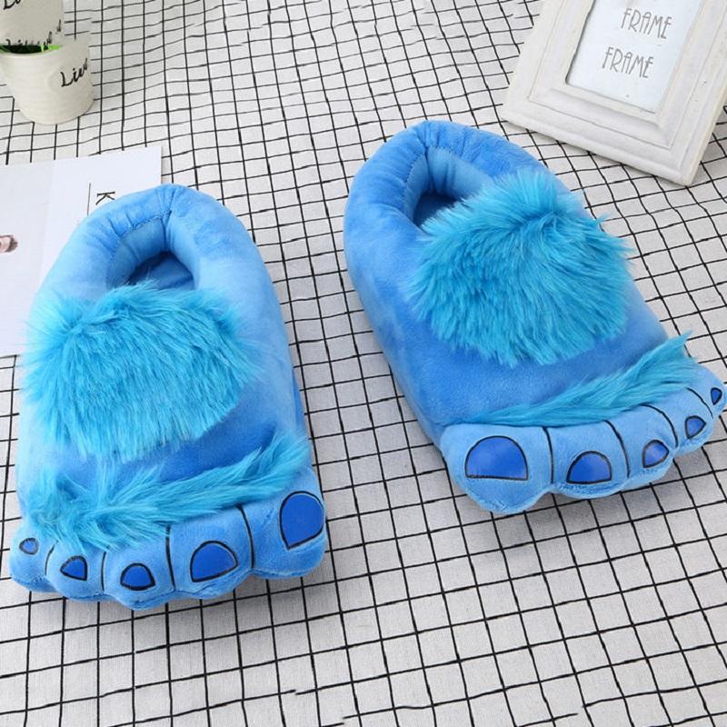 Fashionable Men's Wild Paw Slippers Home Fluffy Cotton Shoes Plus Size Mens Creative Animal Foot Shape Shoes Big Feet Fur Slides