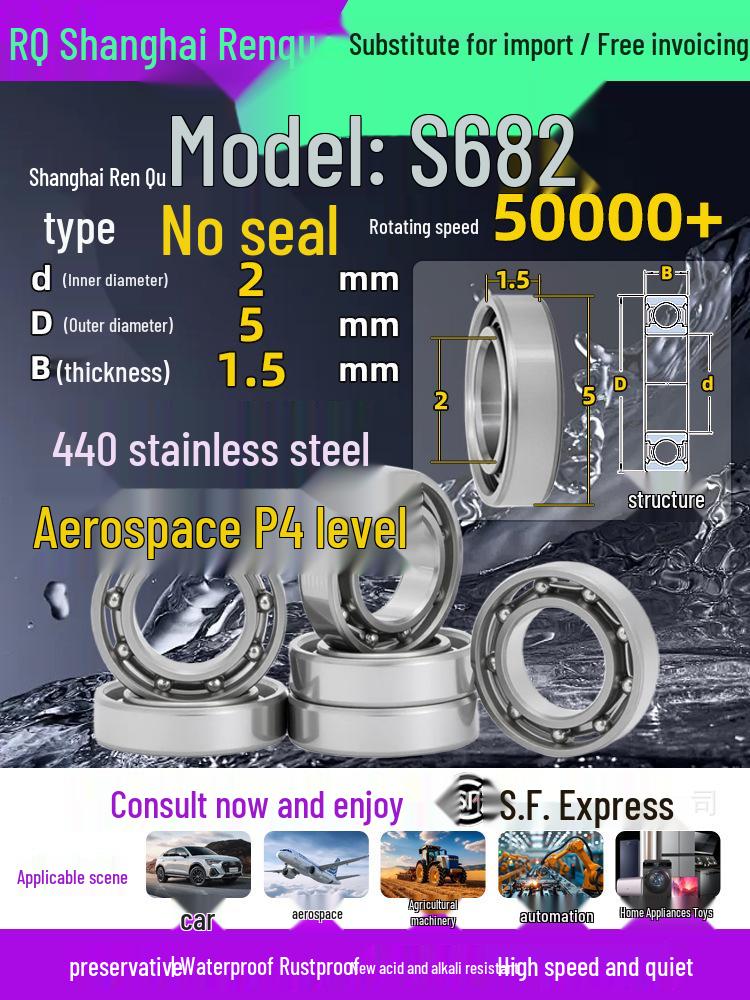 High-Speed Mini Micro Bearings Set: 440 Stainless Steel, 4 Models, 3 Bearings Each, Inner Diameter: 1, 2, 5, 6, 7, 8, 9, 10, 12mm