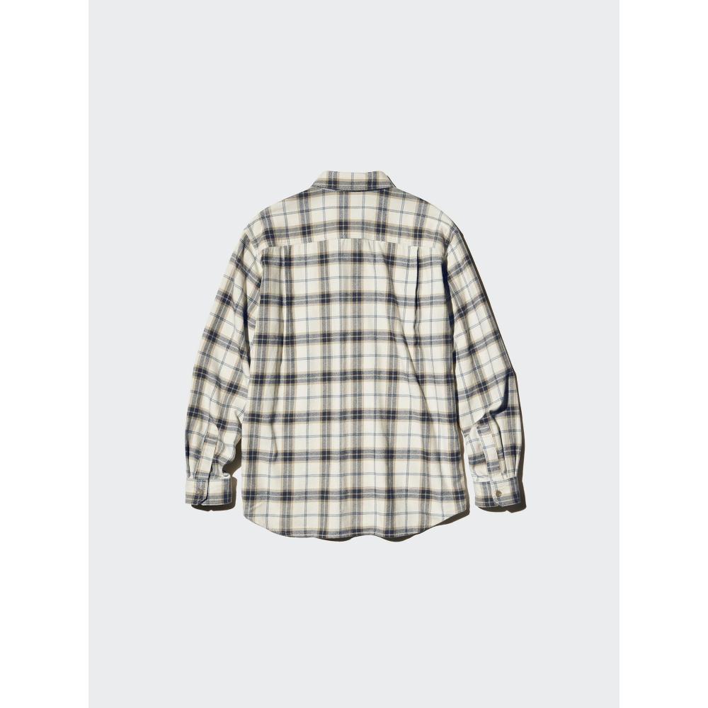 Uniqlo Фланелевая клетчатая рубашка  Длинный рукав  B