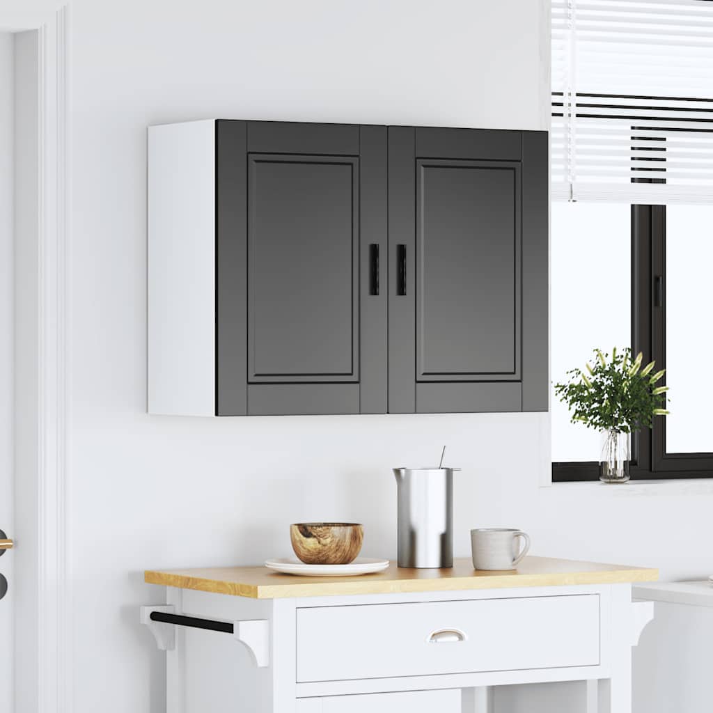 Kitchen Wall Mounted Cabinet Porto Black Wood Based Panel
