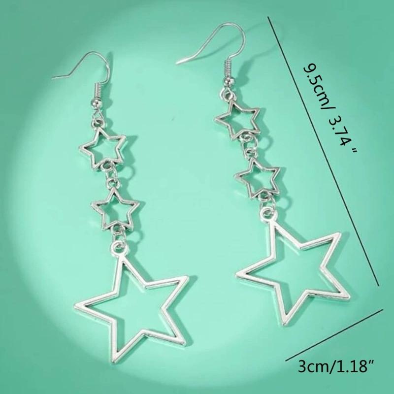 Star Dangle Earrings for Women Girl Long Hollow Star Fringe Earring Sparkle Star Jewelry Pentagrams Stud Earring Gift