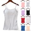 Women Sexy Sleeveless V Neck Adjustable Strap Camisole Top With Built In Padded Bra Solid Basic Vest Tank Tops Cami