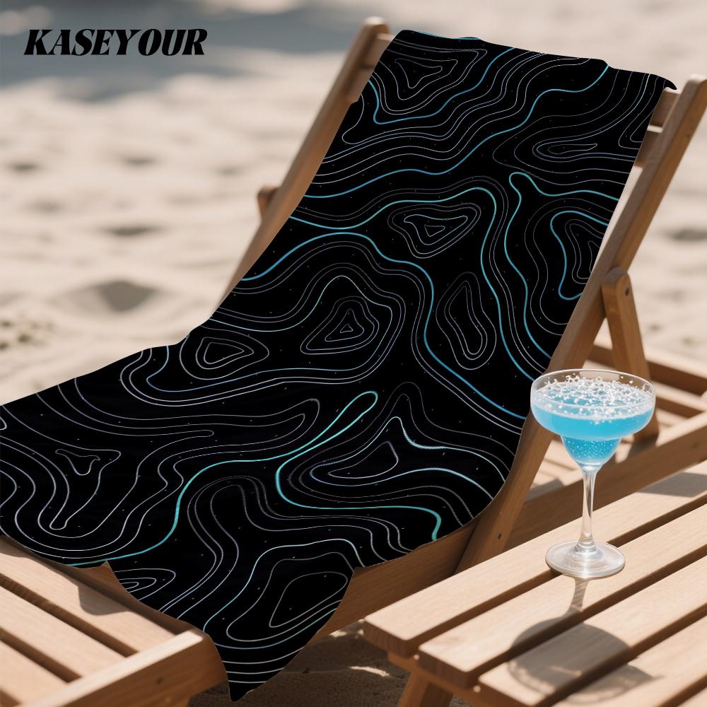 Neon Contours Compact Travel Beach Towel Super Absorbent Sand Resistant, Microfiber for Swimming Camping Yoga
