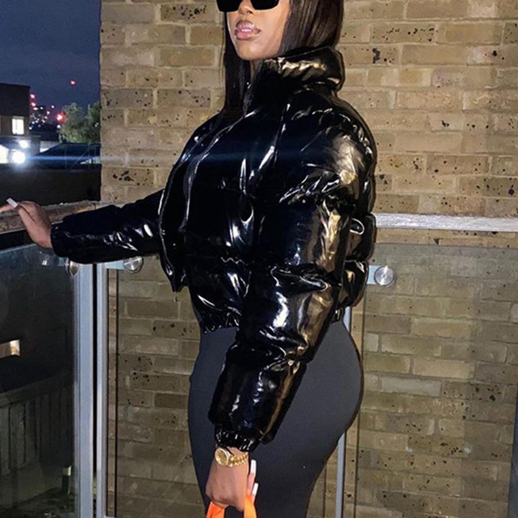 Женское короткое пальто, сохраняющее тепло, воротник-стойка, застежка-молния, эластичный подол, зимняя куртка для холодных дней