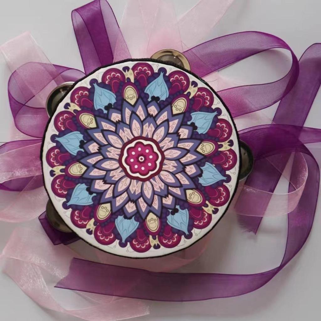 6" & 7" Uyghur Ribbon Tambourine Hand Drum for Dunhuang Apsara Dance