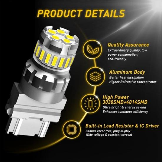 2X AUXITO 3157 3156 4157 LED Reverse Brake Turn Signal Light Bulb White EXV