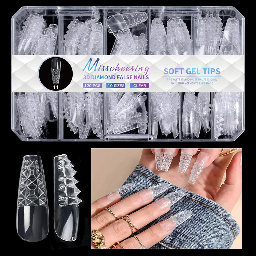 Дизайн ногтей 3D ромб миндалевидный ноготь балетный ноготь ноготь ноготь ношение длинная форма ноготь часть