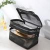 Travel 2 Layers Cosmetic Organizer Bag Transparent Folding Mesh Zipper Storage Pouch Large Capacity Makeup Wash Kit Bag 2025