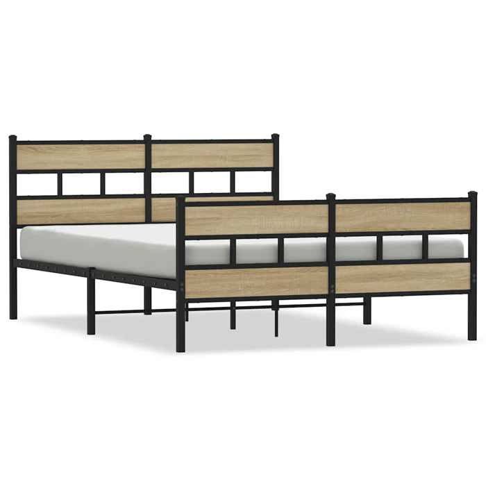 VidaXL Cadre de lit en métal sans matelas chêne sonoma 140x190 cm 4017120