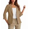 Womens Casual 3/4 Sleeve Blazers Open Front Solid Color Lapel Collar Work  Business Suit Jackets