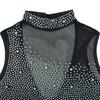 Lady Evening Dress Rhinestone Decor Mesh Patchwork Sleeveless Skinny Round Neck Wedding