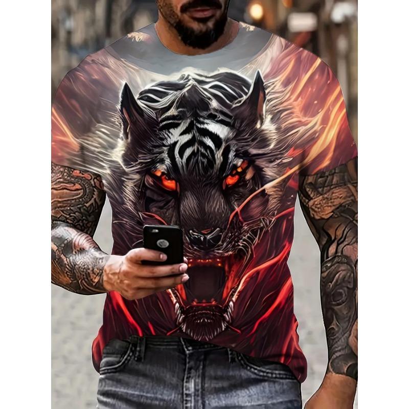 Men's T-Shirt Artistic Color Entertainment Game Controller Pattern Splicing 3D Printed Casual Short Sleeved Fashionable Clothes