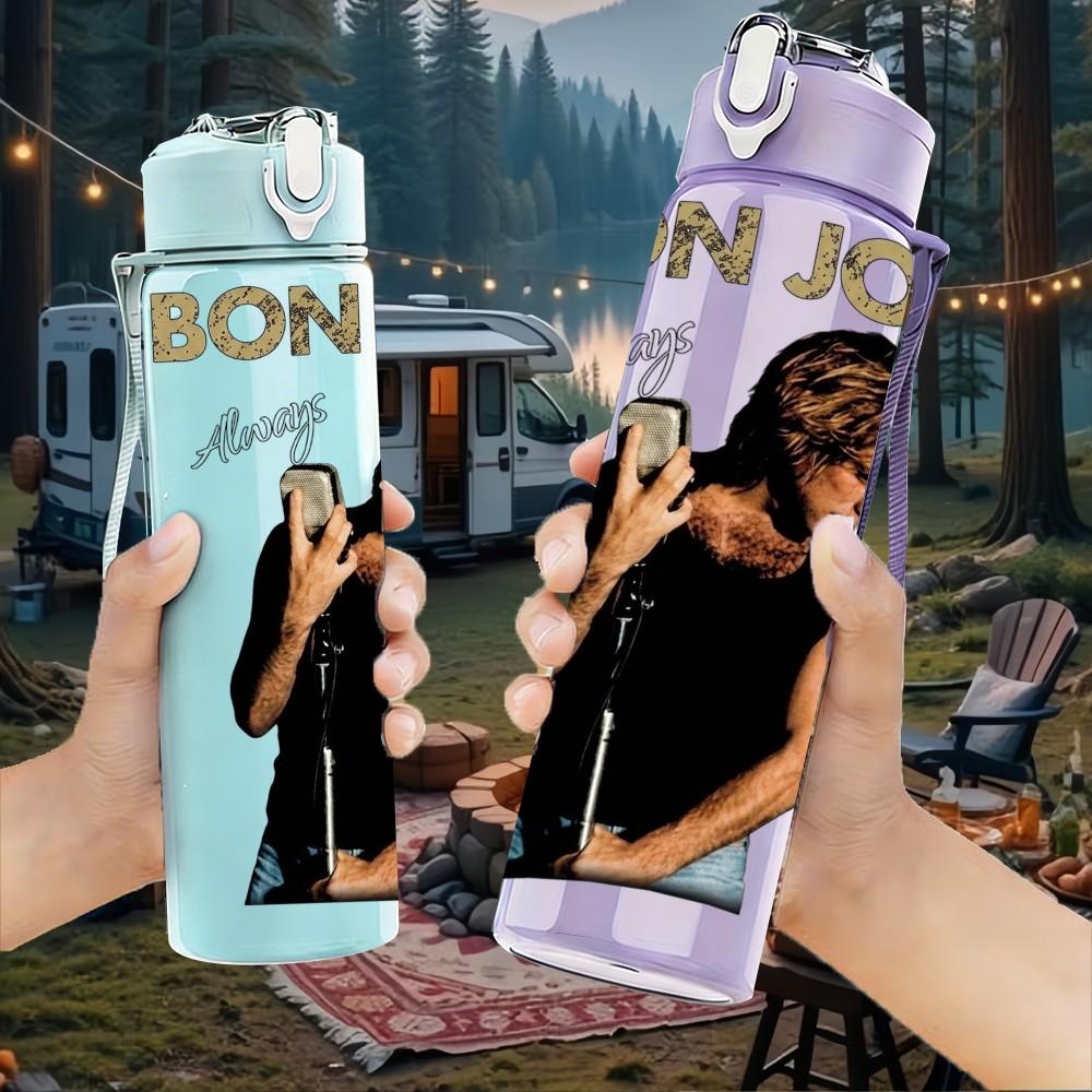 1 шт. Bon Jovi Черная 750 мл спортивная бутылка для воды герметичная крышка с трубочкой для улицы, офиса, дома