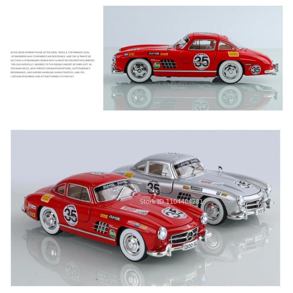 1/24 Scale BENZ 300SL Toys Cars Alloy Diecast Model 4 Doors Opened Front Wheel Steering Sound Light Vehices for Children's Gift