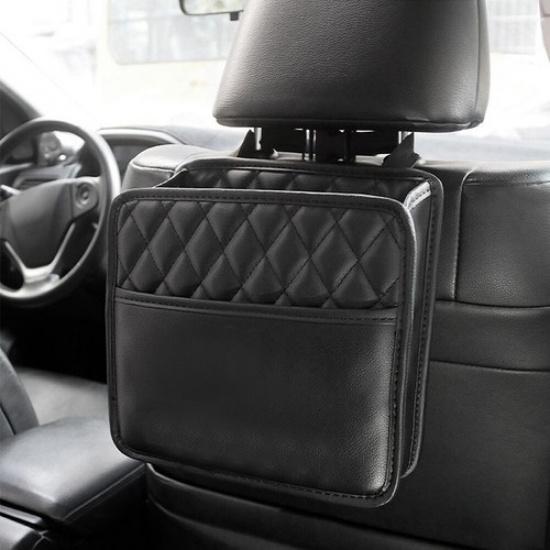 PU Leather Car Seat Back Storage Bag Organizer Hanging Bag Accessory Universal